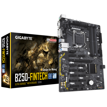 Gigabyte GA-B250-Fintech LGA 1151 Intel B250 DDR4 12 PCIe GPU AMD Nvidia USB 3.1 Cryptocurrency Mining Bitcoin Ethereum ATX Motherboard Gigabyte GA-B250-Fintech LGA 1151 Intel B250 DDR4 12 PCIe GPU AMD Nvidia USB 3.1 Cryptocurrency Mining Bitcoin Ethereum ATX Motherboard